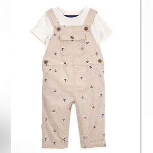 Carter's Beige Overalls with Navy Anchor Print